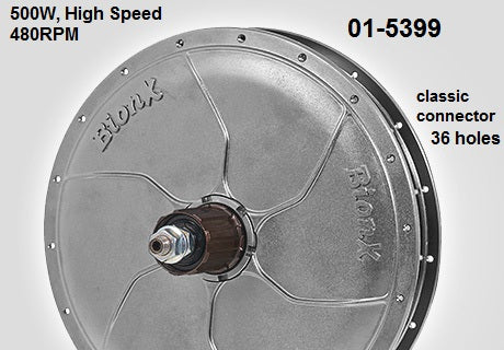 BionX P-Series motor - 500W, 480RPM, Cassette, 36 Spokes, Classic Connector, Silver, 01-5399